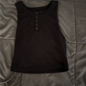 Aeropostale Black Ribbed Henley Crop Tank